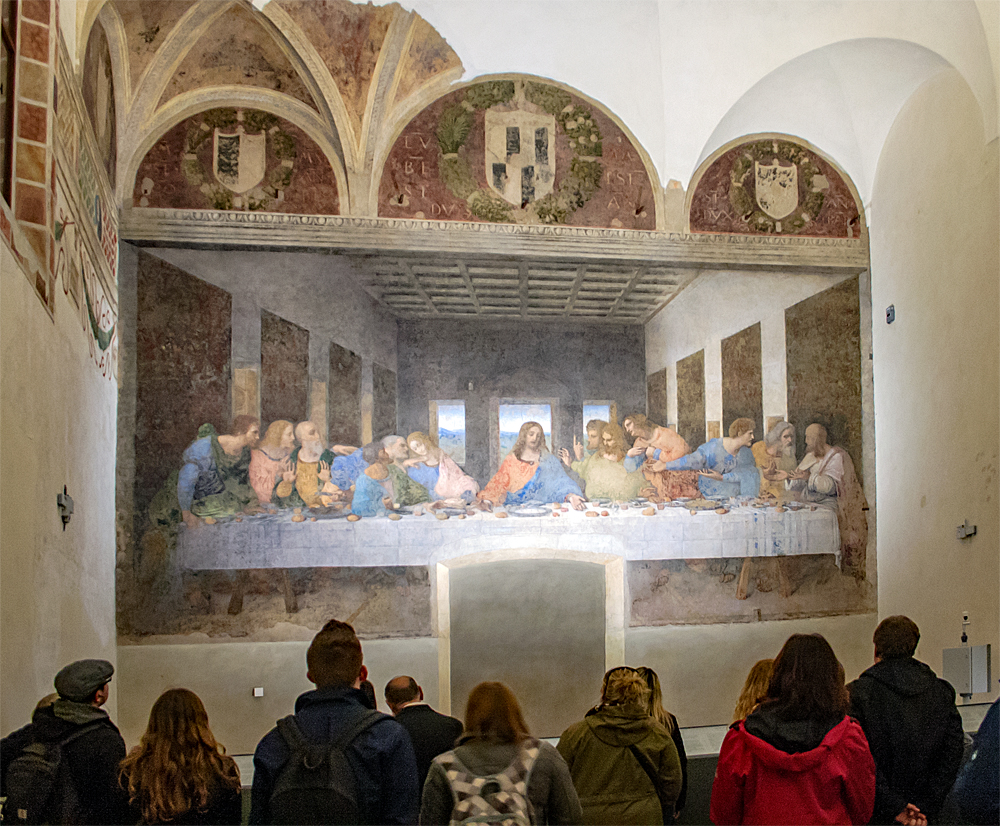 Das Wandbild Abendmahl von da Vinci im Refektorium Santa Maria delle Grazie